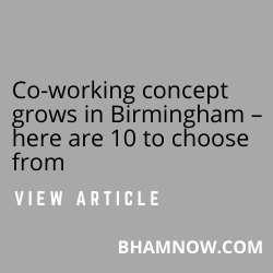 A Graphic describing an article on Bhamnow.com about coworking concepts.