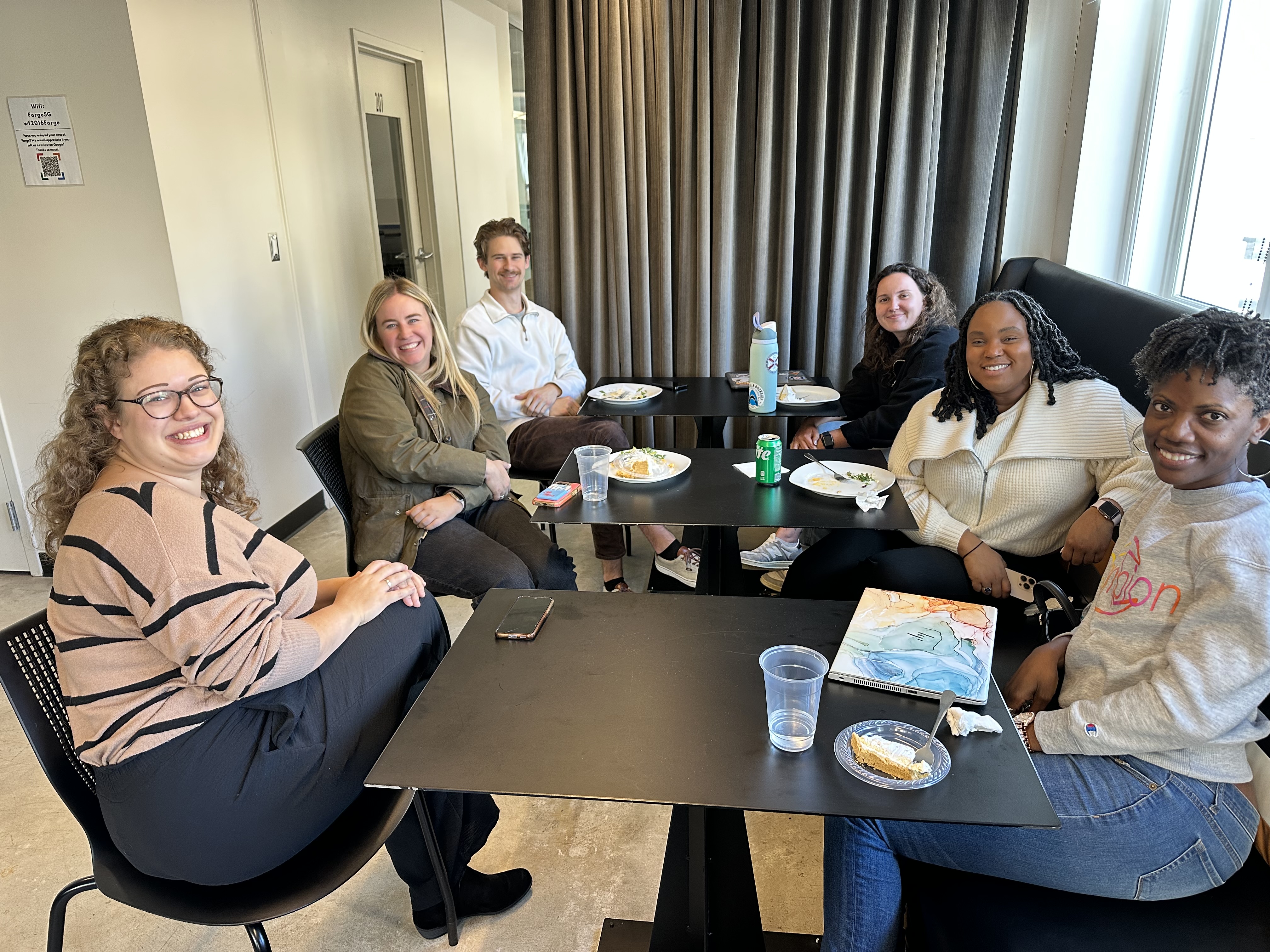 Forge members sharing lunch together